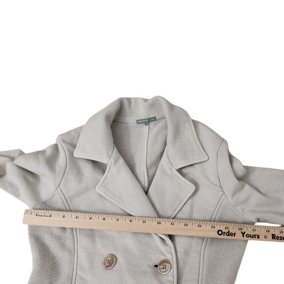 James Perse Jacket Womens 2 Medium Gray Double Breasted Knit Blazer Pockets Coat - Picture 9 of 11